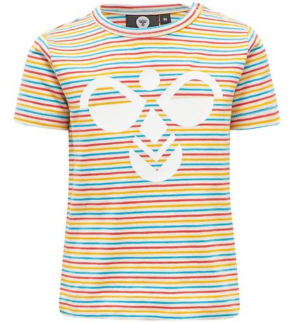 Hummel T-Shirt - hmlAlex - Weiß m. Streifen