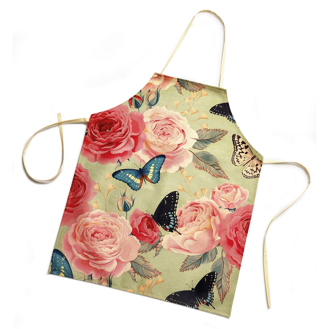 Tablier roses et papillons