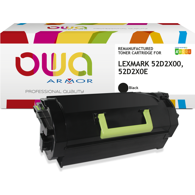 Toner remanufacturé OWA - haute capacité - Noir - pour LEXMARK 52D2X00, 52D2X0E