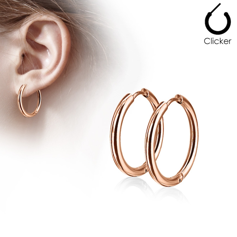 (1 Paar) Ø23mm 316L Edelstahl Ohrringe Kreolen - Roségold