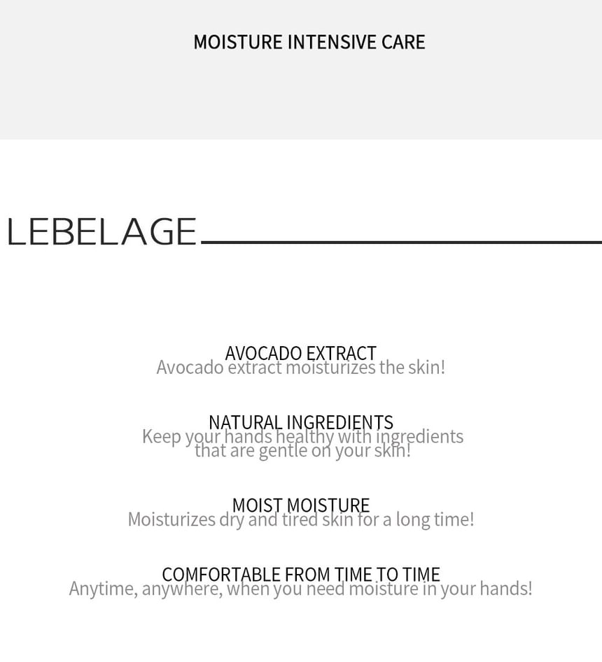 LEBELAGE - Hydraterende handcrème - 3 soorten