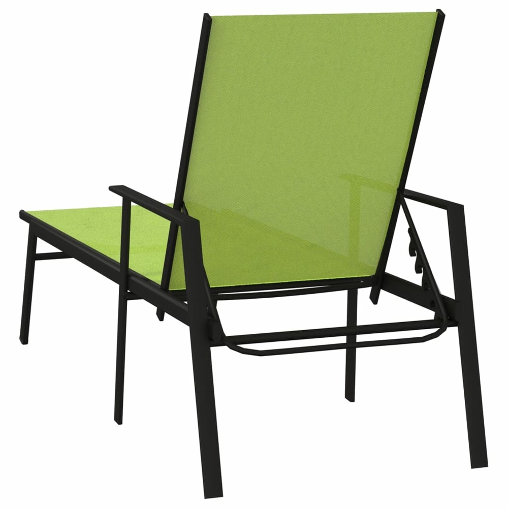 Transat chaise longue bain de soleil lit de jardin terrasse meuble d'extérieur acier et tissu textilène vert