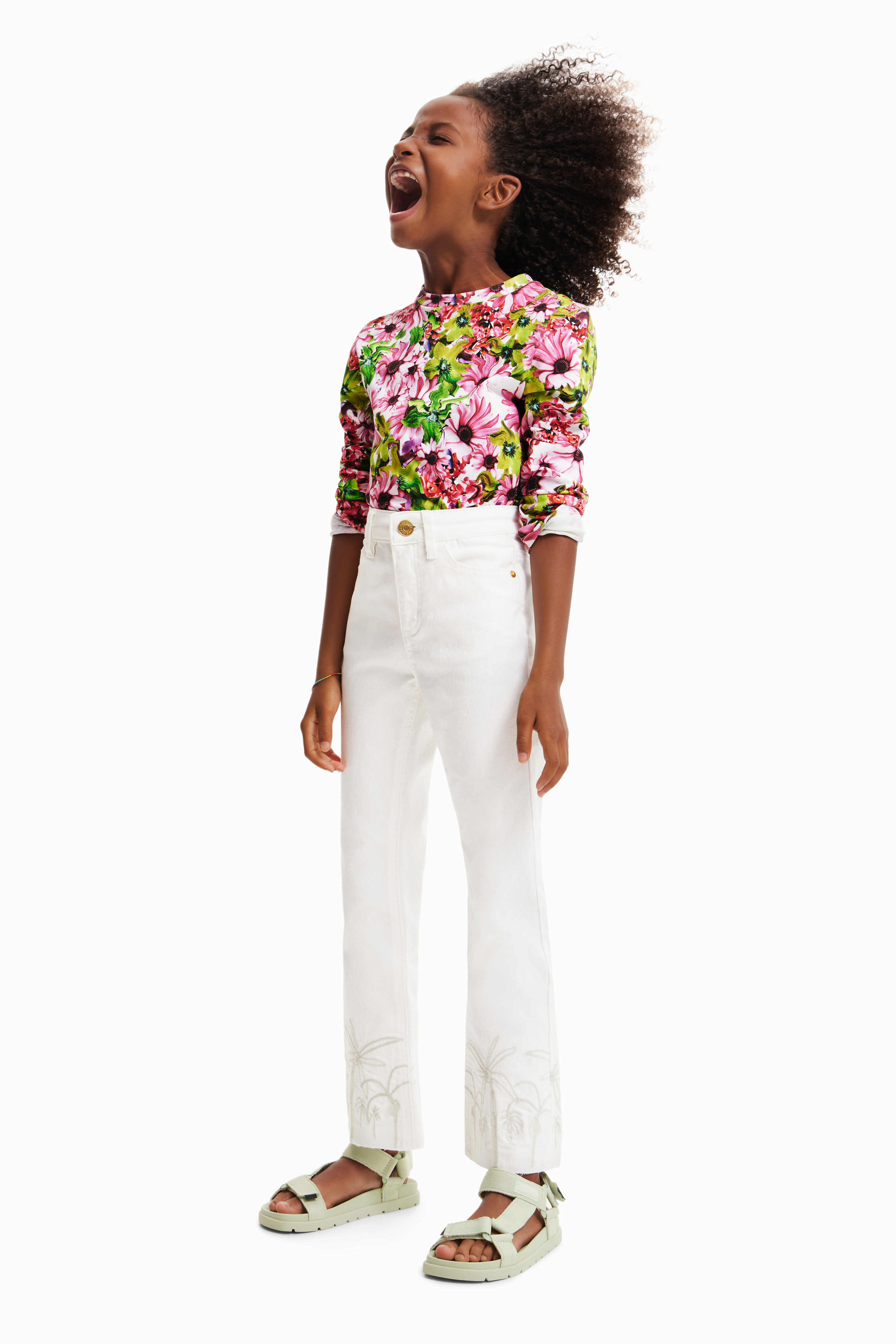 T-shirt fleurie multicolore