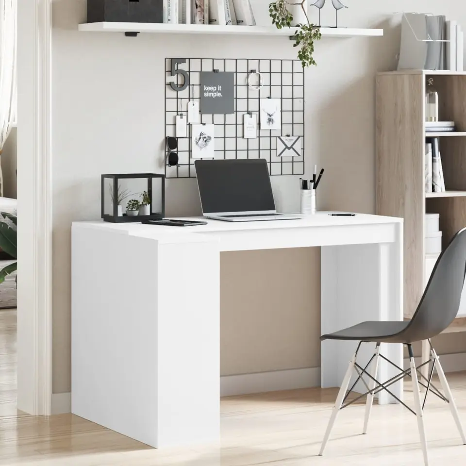 vidaXL - Bureau - Wit - Bewerkt hout
