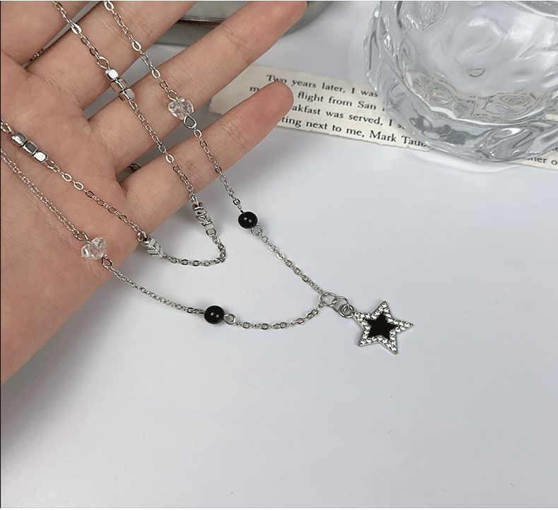 Catharsis - gelaagde ketting met strass-ster