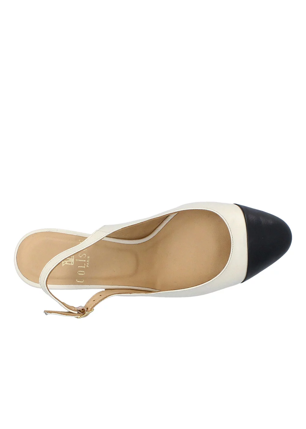 SLING BACK ANNOUK CUIR BEIGE ET NOIR