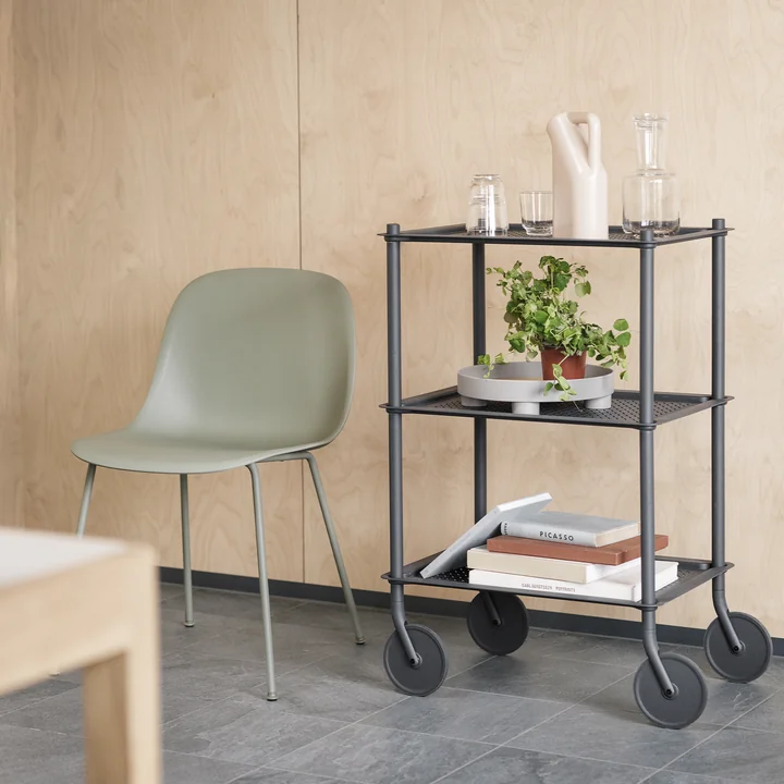 Muuto - Fiber Side Chair Tube Base, schwarz recycled