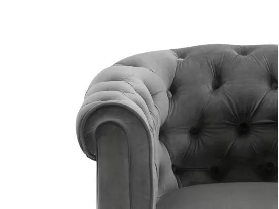 Canapé 3 places et fauteuil CHESTERFIELD - Velours anthracite
