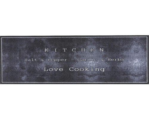 Deurmat, vuilopvangmat, Cook&Wash Love cooking, zwart, 50x150 cm