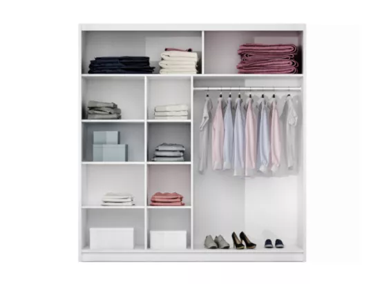 Armoire 2 portes coulissantes - Avec miroir - L203 cm - Coloris : Blanc - AUTLAN