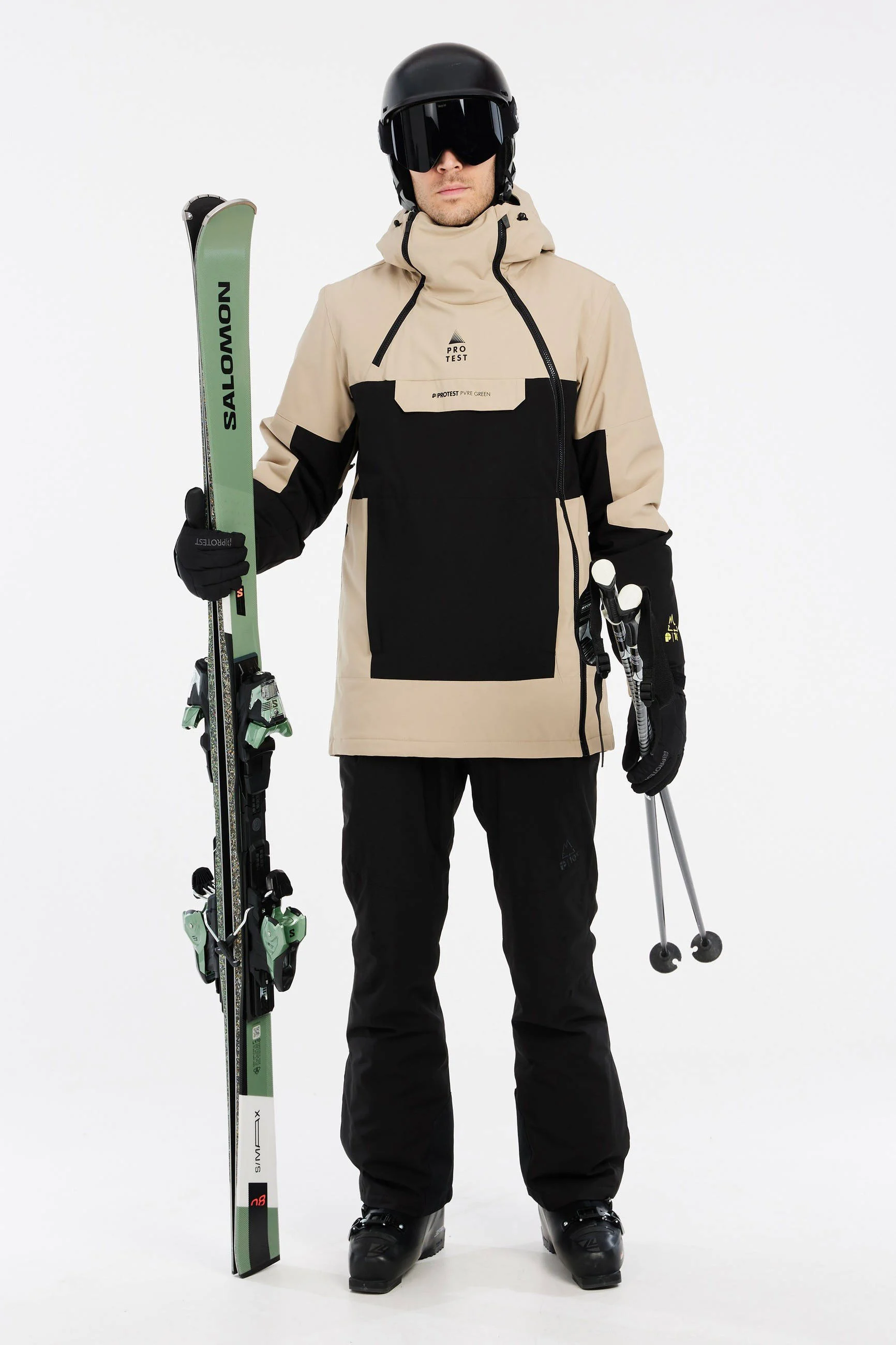Protest ski-jack Dazzle beige/zwart