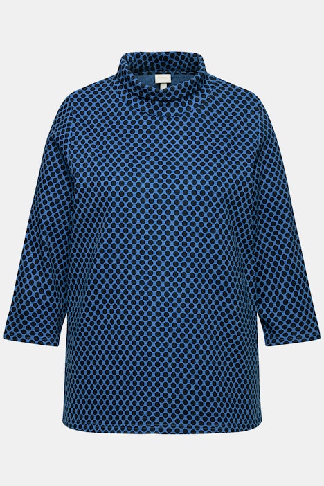 Sweatshirt, Jacquard, Stehkragen, 3/4-Arm, Biobaumwolle