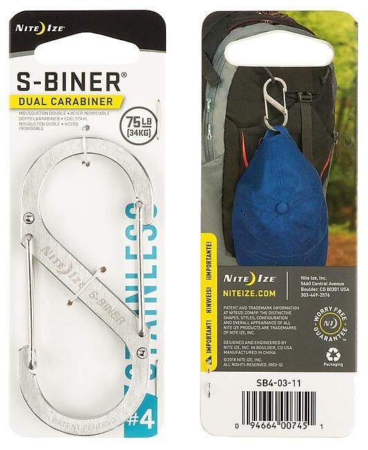 NITE IZE - DOUBLE MOUSQUETON S-BINER N4 ACIER
