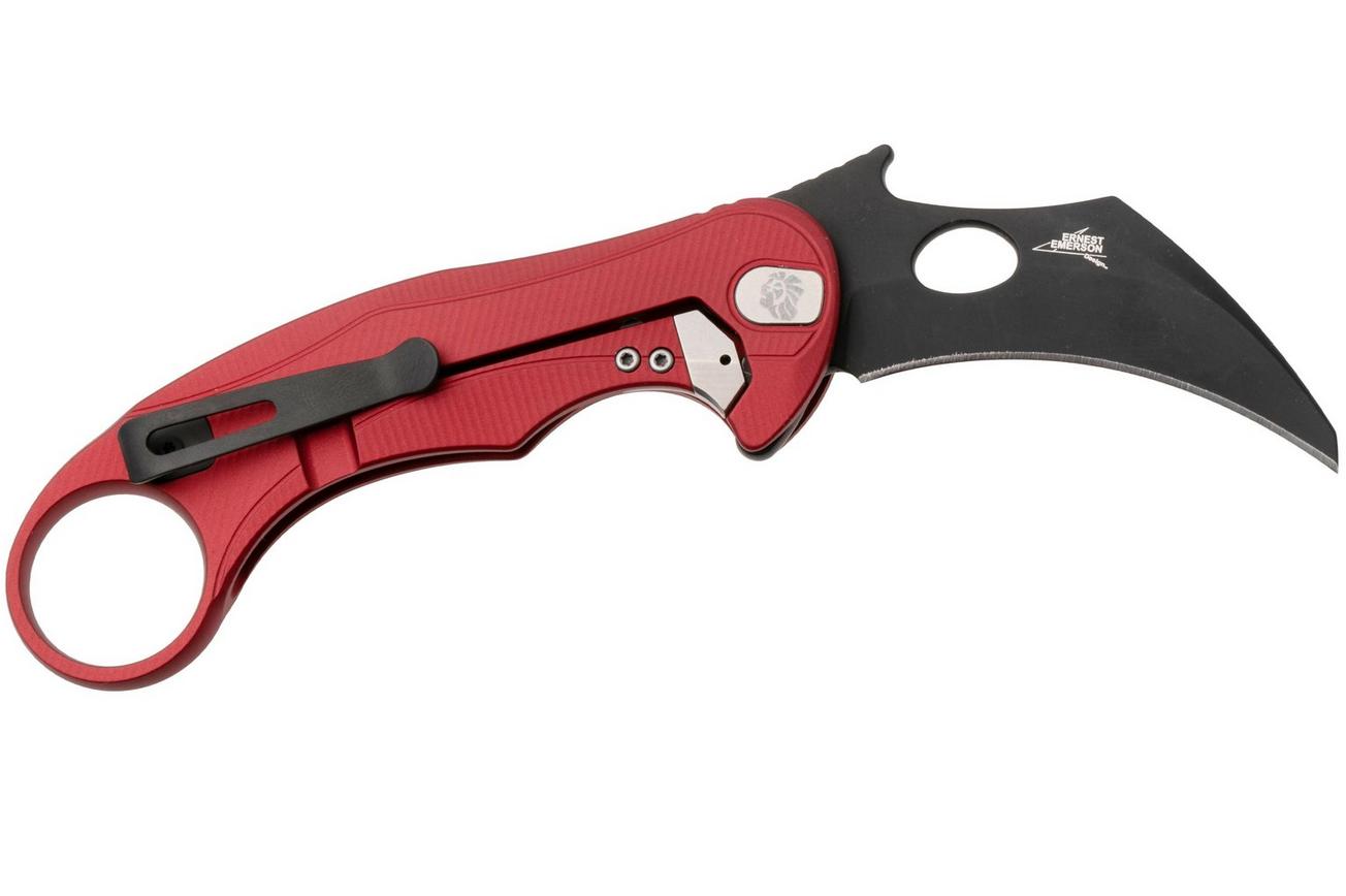 LionSteel L.E.One Mid LE2-RB, Old Black M390, Red Aluminum, karambit zakmes