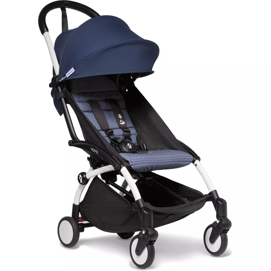 BABYZEN Kinderwagen YOYO2 6+ White mit Textilset Air France Blue und Backpack YOYO Black