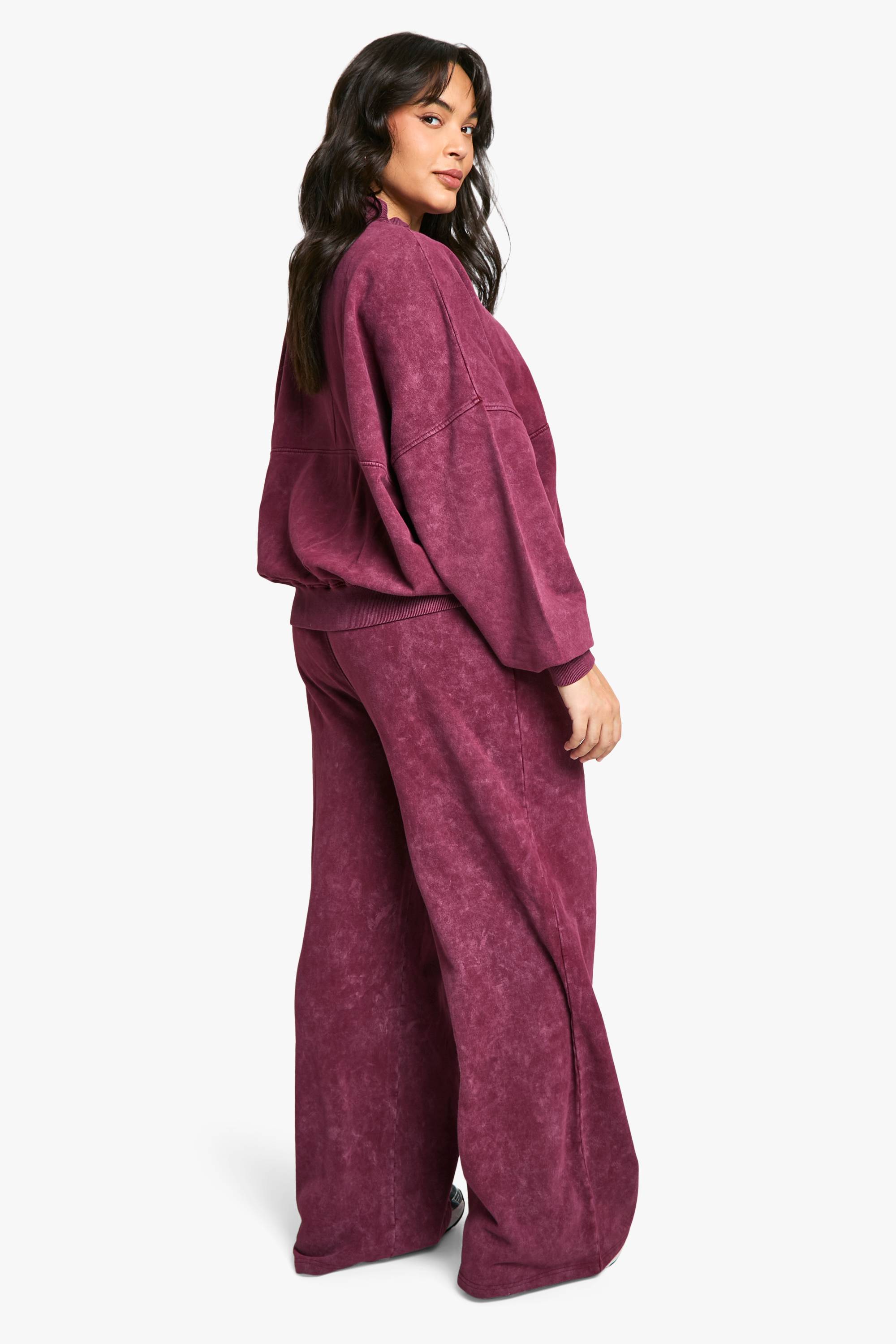 boohoo Plus Zip Through Bomber Straight Leg Jogger Tracksuit