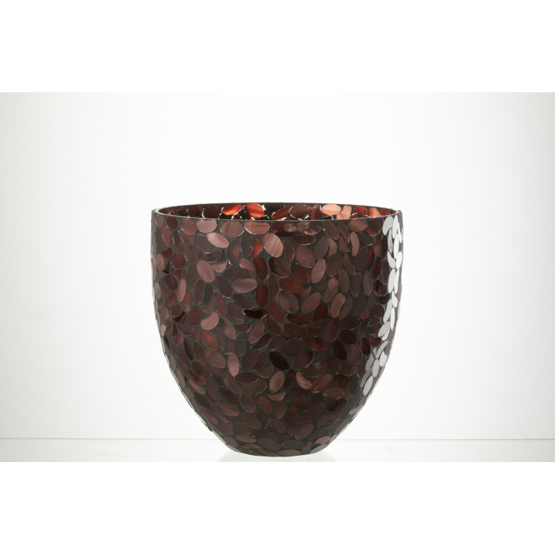 Photophore en verre bordeaux 20x20x20 cm