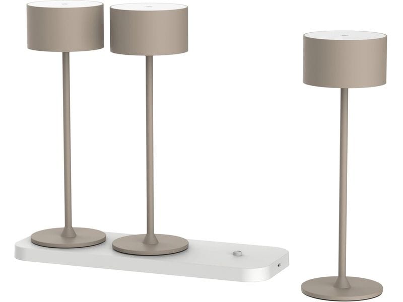 Schönenberger Tischleuchte Tavolo 3er Set, Sand Akku-Tischleuchte 3er-Set mit Ladestation