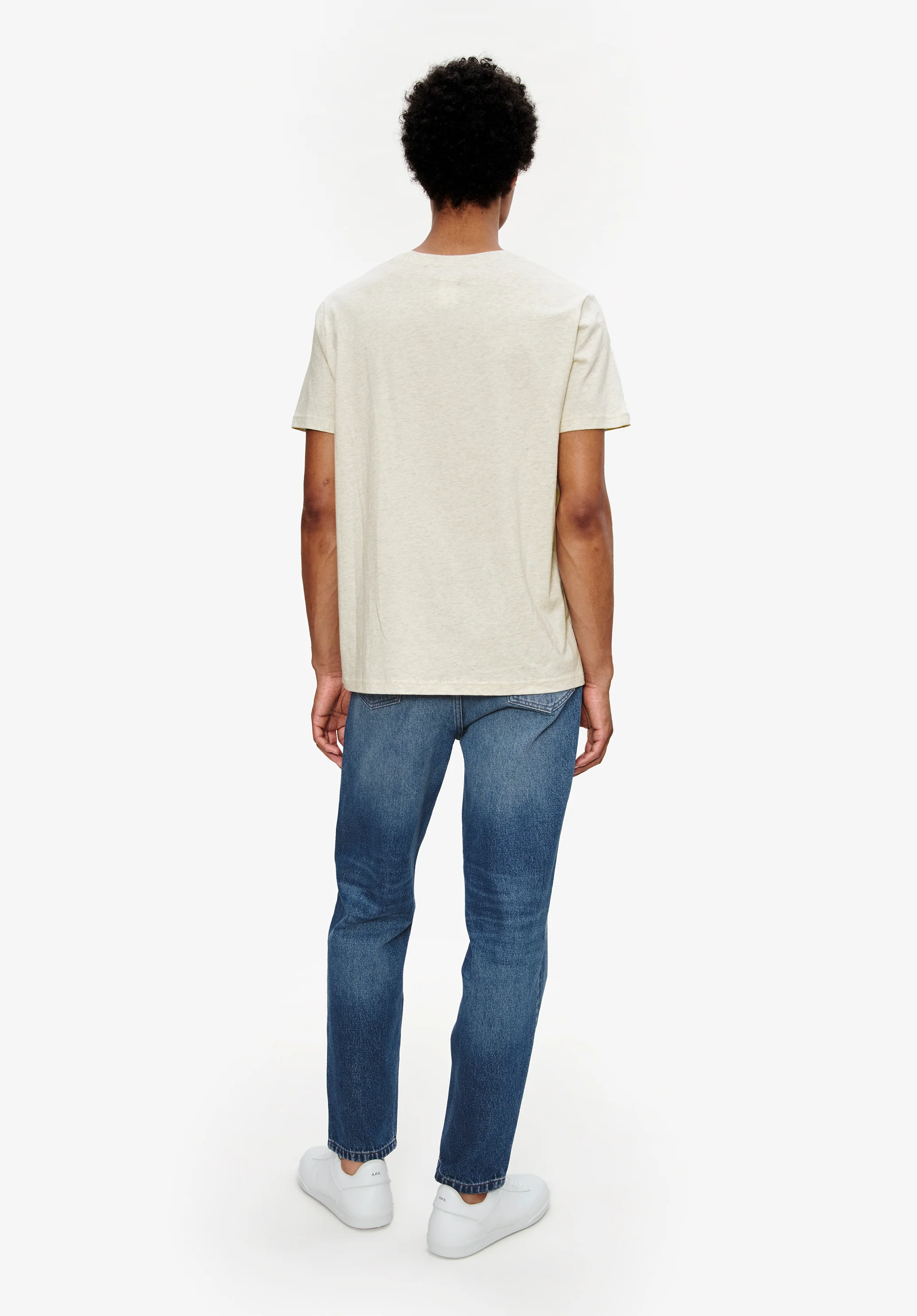 t-shirt standard item GOTS - Ecru chine / marron