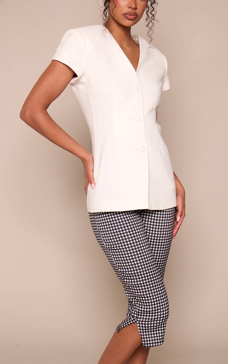 Noir Pantalon Capri À Carreaux Vichy