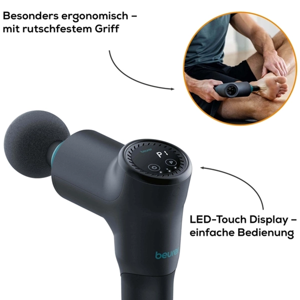 MG 185 Massage Gun Elektronische Muskelmassagepistole mit 5 Aufsätzen (64533) - Schwarz / Grün