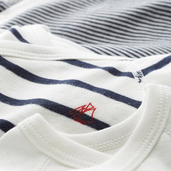 Lot de 3 bodies croisés iconiques   Blanc/Bleu        de               Petit Bateau