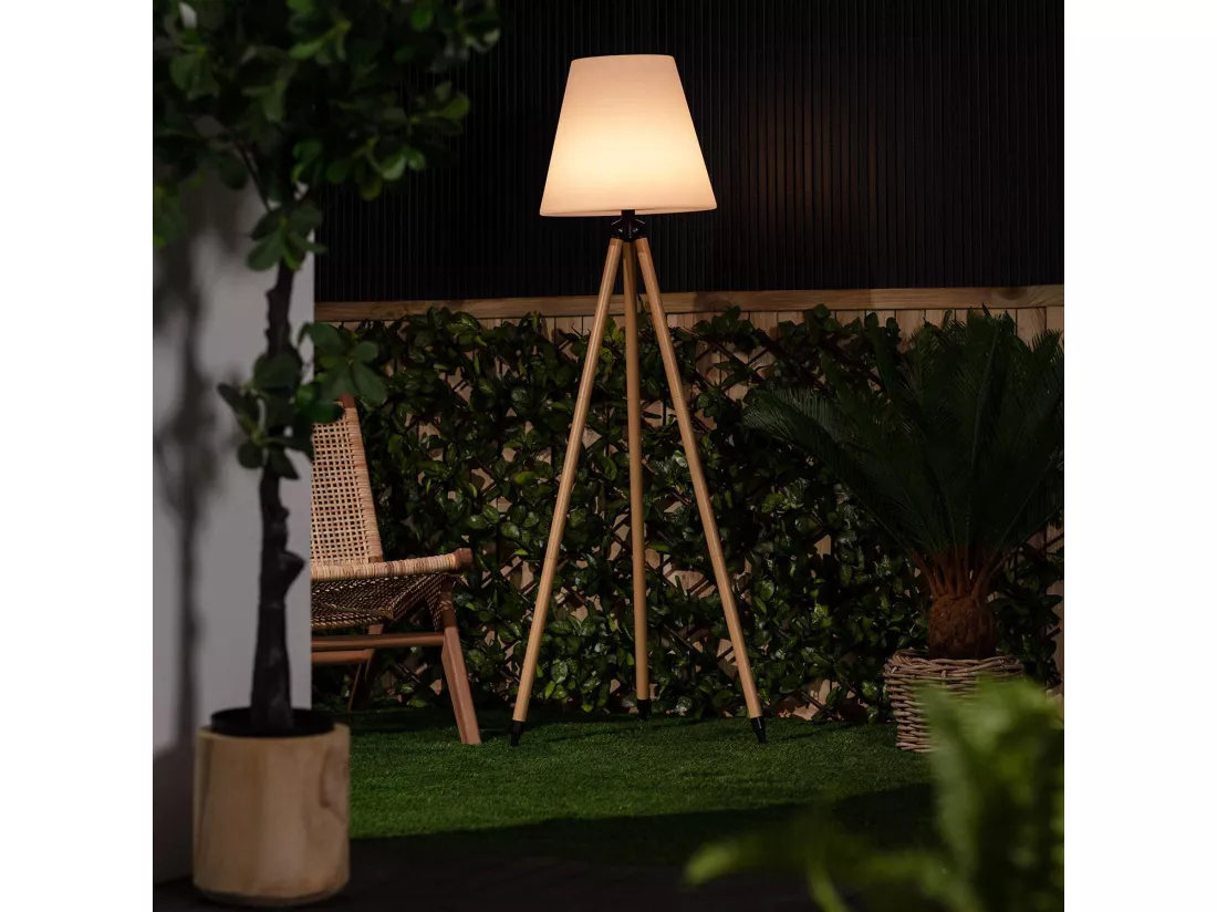 Lampadaire LED Extérieur Solaire Métal RGB Kefre avec Batterie USB Rechargeable Gris