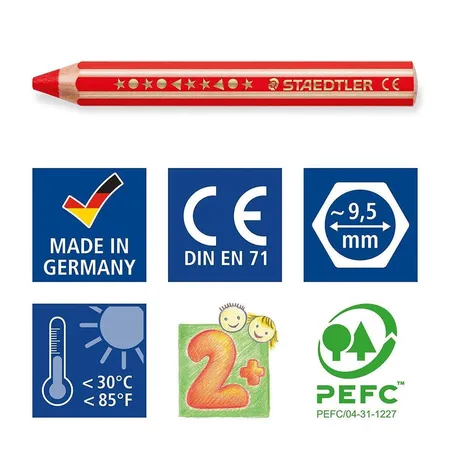 STAEDTLER® Noris® junior 140 Kindermalstift 3in1, 36 Stück im Eimer mit Anspitzer