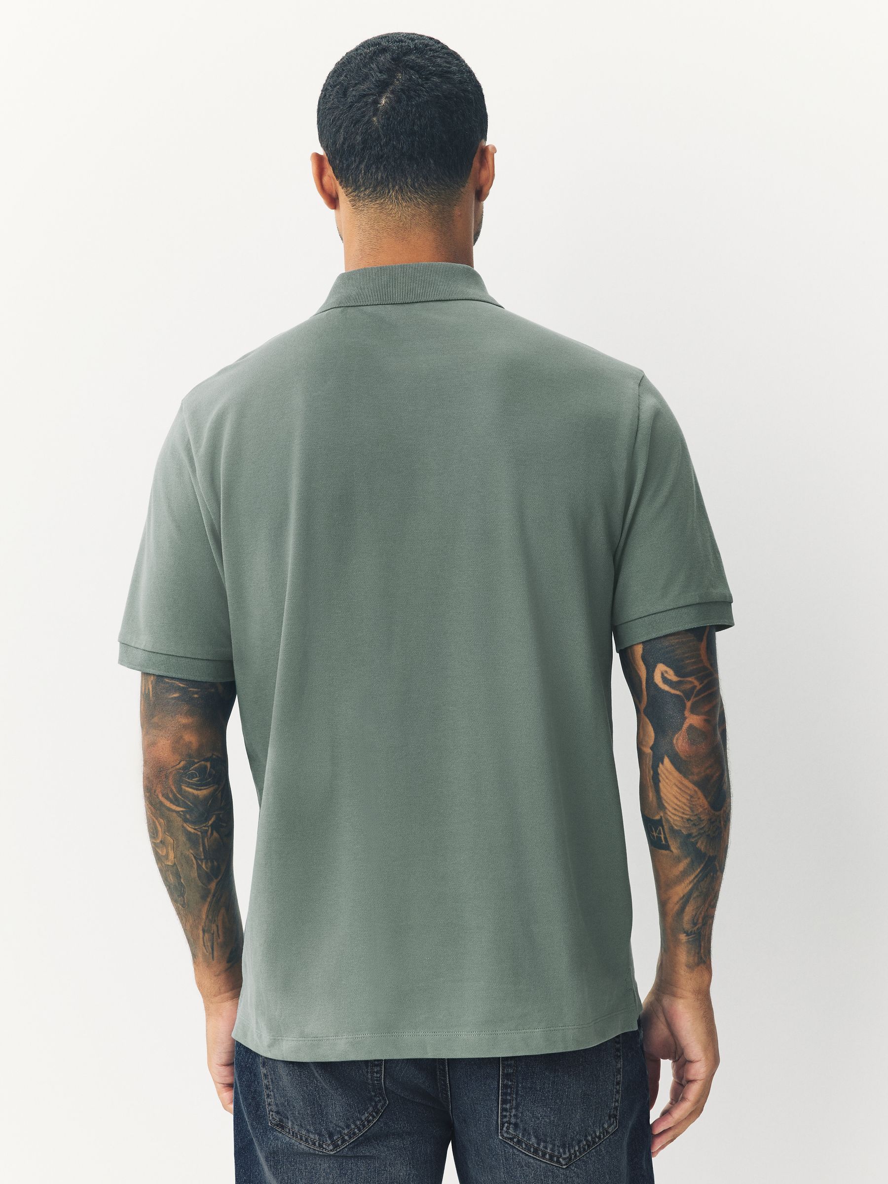 Saliegroen - Normale Pasvorm - Long-Sleeve Pique Polo Shirt