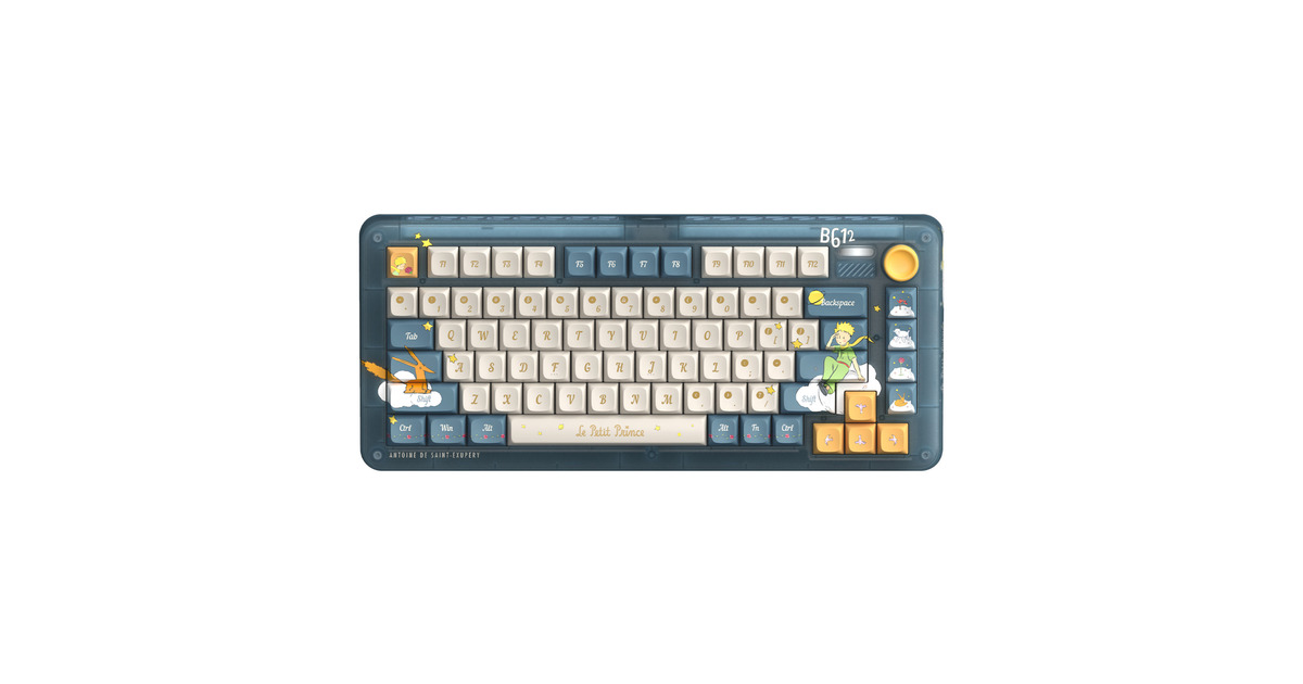 IqunixZX75 Sky Encounter Wireless Mechanical Keyboard, gaming toetsenbord  (Blauw/wit, US lay-out, IQUNIX Little Prince, RGB leds, 75%, Hot-swappable, Double-shot PBT, 2.4GHz | Bluetooth 5.1 | USB-C)