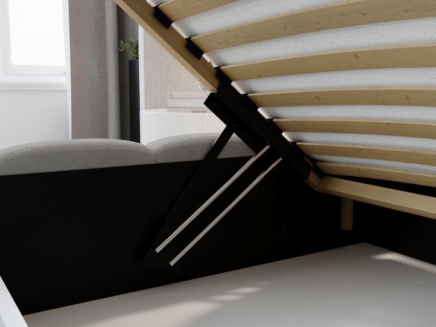 GRAINGOLD Modo Bett 200x200, Polsterbett mit Bettkasten, Polsterbett mit Stauraum, Samt, mit Lattenrost, mit Kopfteil, ohne Matratze (Grau, 200x200)