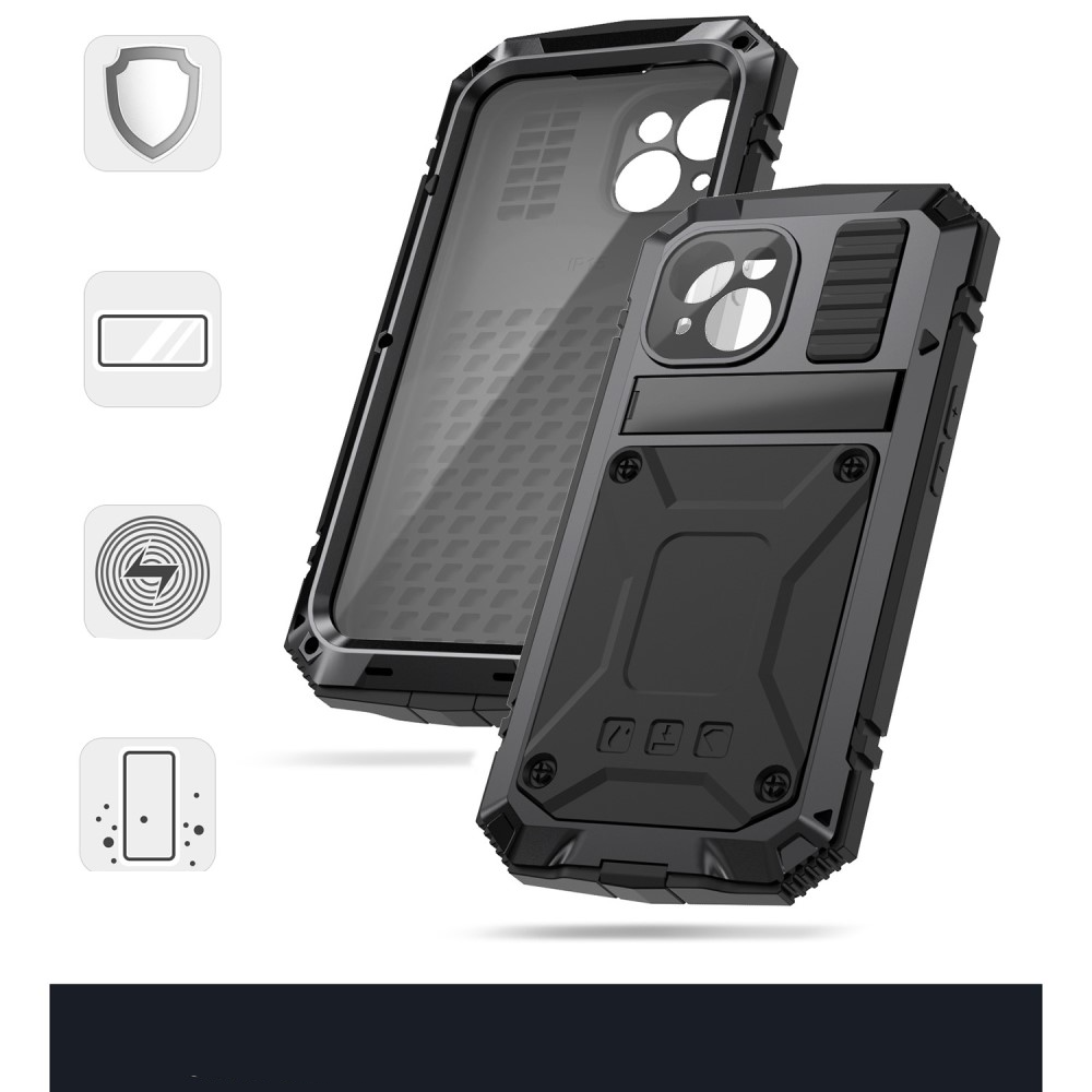 iPhone 15 Hybrid Hardcase Hülle   Kickstand Aufsteller - Schwarz