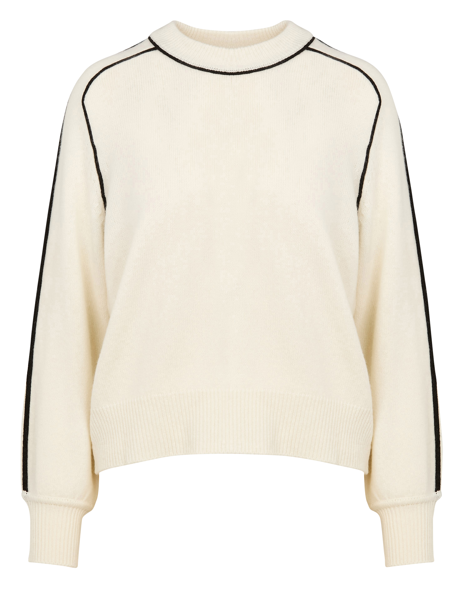 GABBY - Pull droit col rond en laine mélangée | Blanc