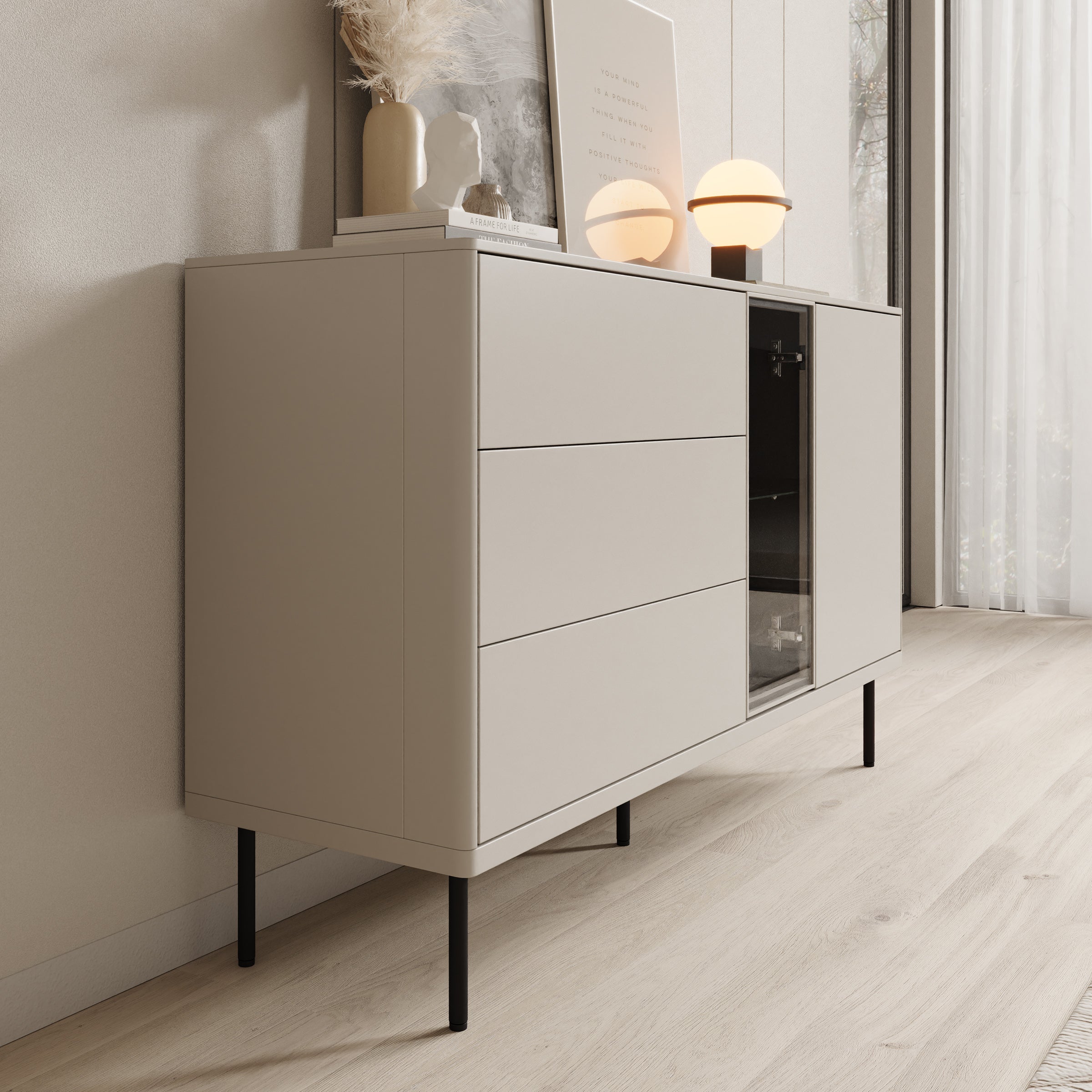 Meubella - Estrella - Dressoir - Beige - 134x41x83 cm