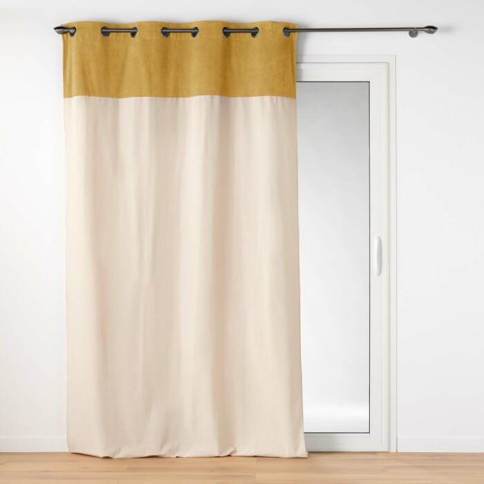 RIDEAU OEILLETS 140X240CM POLYCOTON ET BOUCLETTE TESSA OCRE