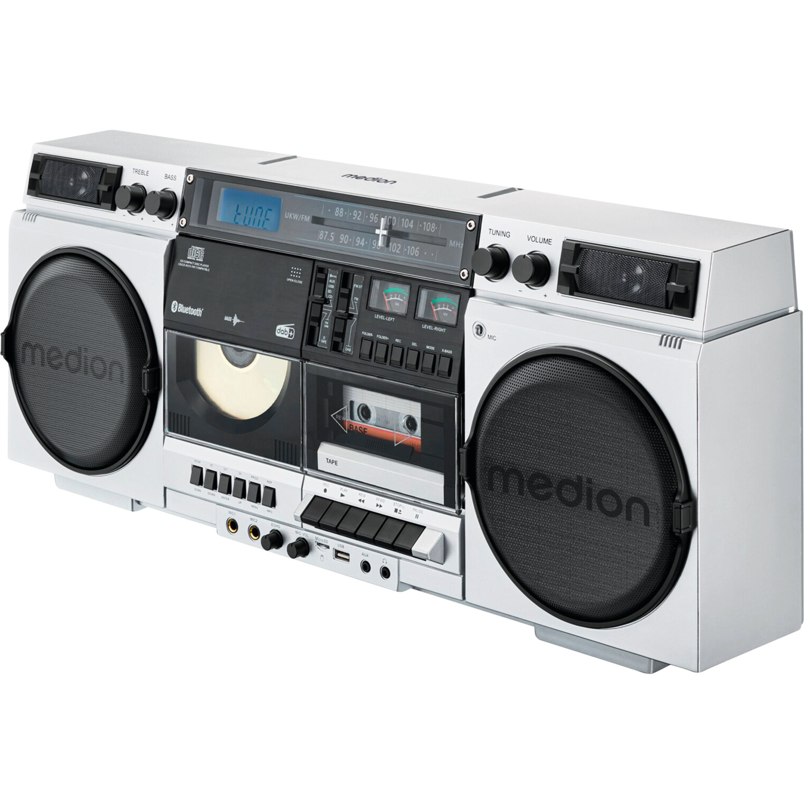 Medion LIFE P66538 Retro Boombox silberfarben