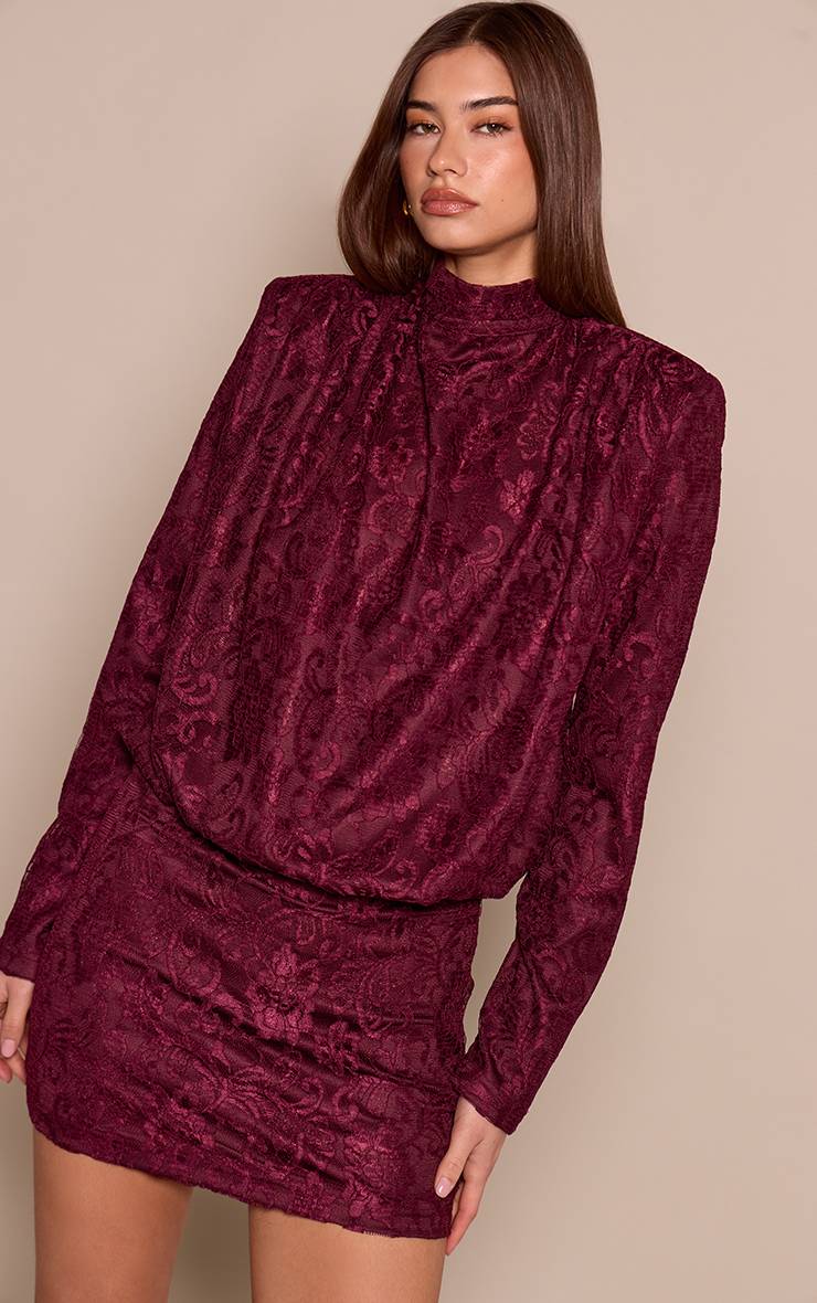 Rouge Vin Top Drapé À Épaulettes En Tissu Tissé