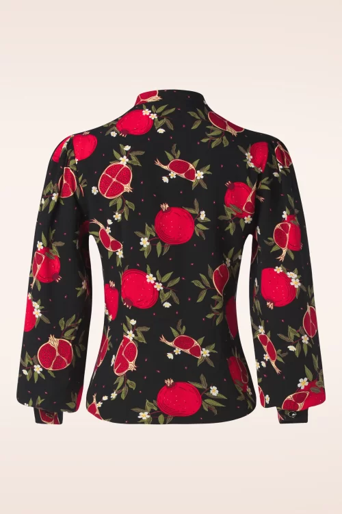 Banned Retro Pomegranate blouse in zwart