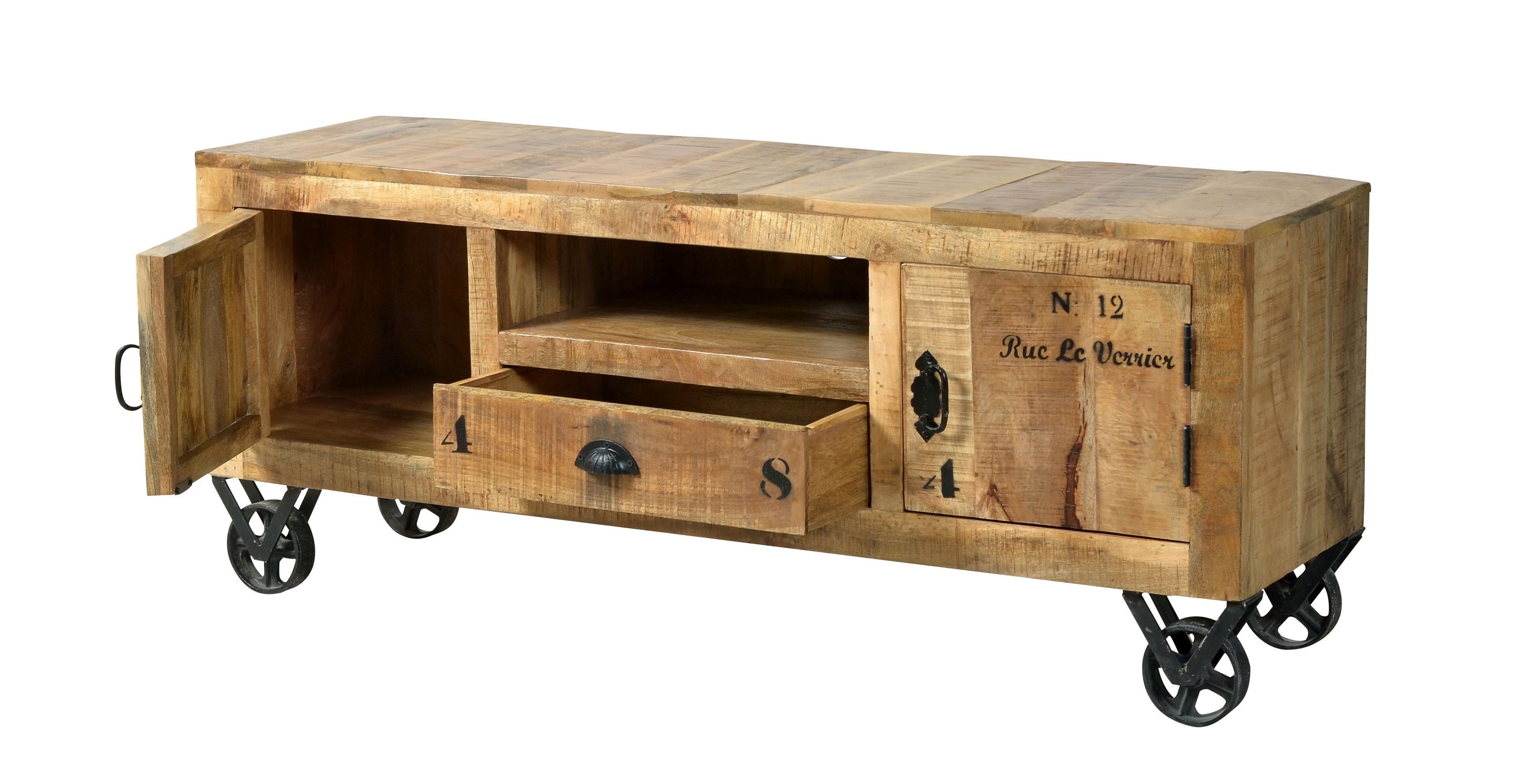 Lowboard Mangoholz Kommode Sideboard TV Fernseher Hifi Wohnzimmer Schrank