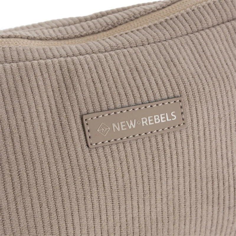 New Rebel Schoudertas Ribstof Taupe