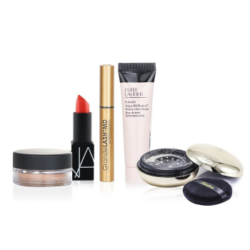 Estee Lauder Estee Lauder Watery Glow Primer (Miniature) 15ml   NARS Lipstick 3.5g   Guerlain Les Voilettes Powder 20g   Grande Cosmetics (GrandeLash) Lash Enhancing Serum 2g   BareMinerals Concealer or Eyeshadow Base 2g 5pcs