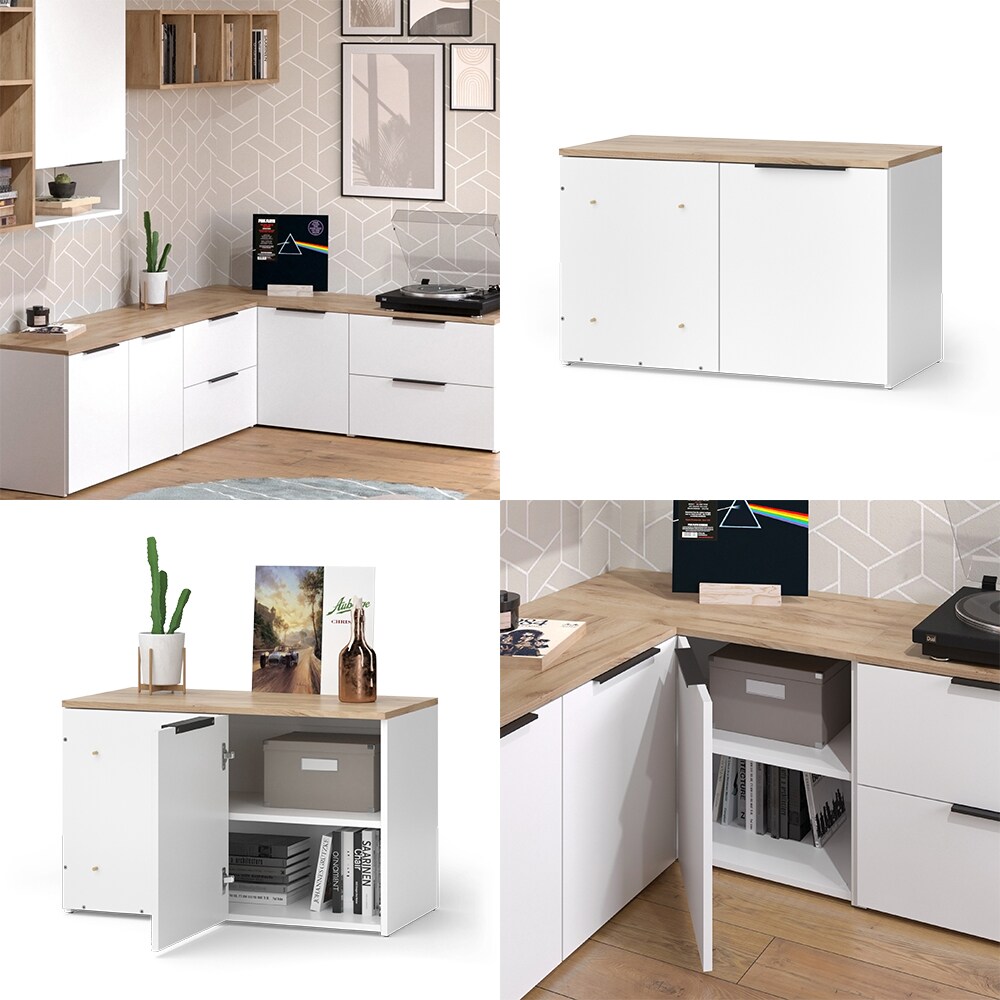 Vicco Eckkommode Wido Weiß Eiche 80 x 50 cm mit Tür