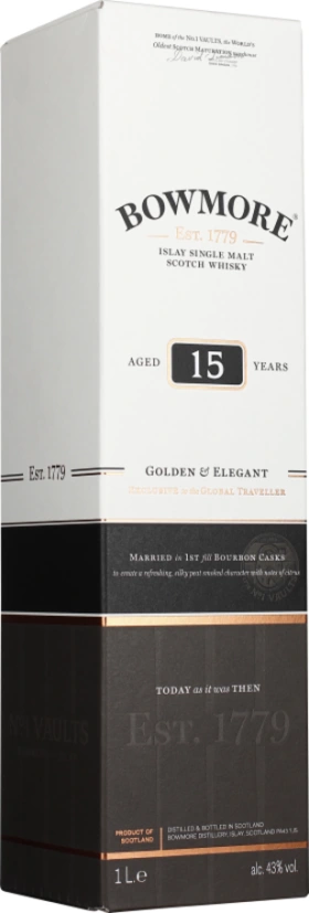 BOWMORE 15 YEARS SINGLE MALT GOLDEN & ELEGANT 1LTR