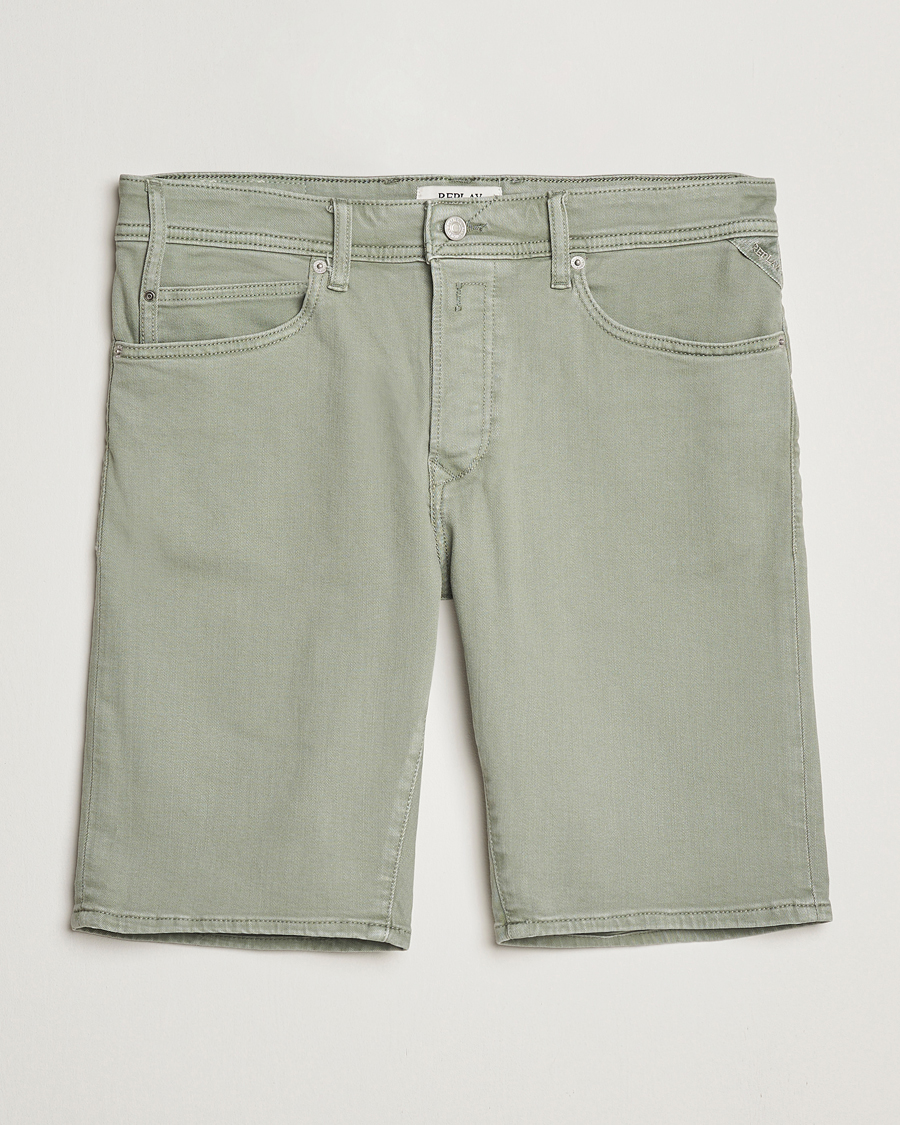 Replay RBJ981 Stretch Denim Shorts Light Sage Green