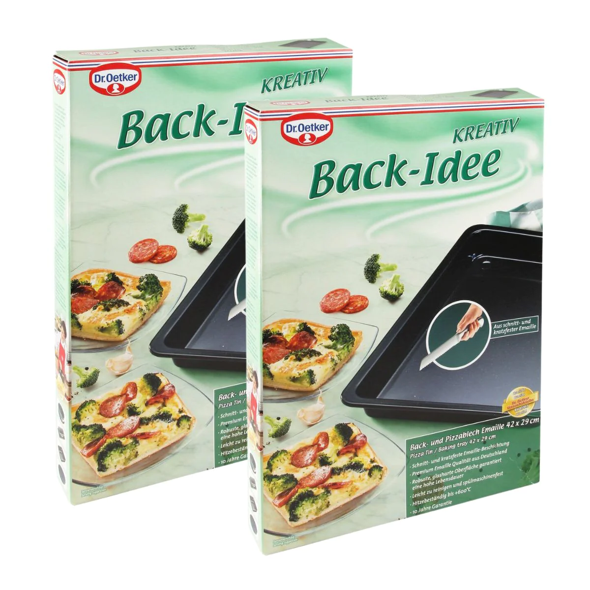 Lot de 2 plats de cuisson pizza au four 42 x 29 cm Dr. Oetker Back-Ide