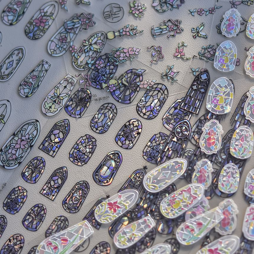 tomoni - Nail Art Stickers met Gebeitst Ramen