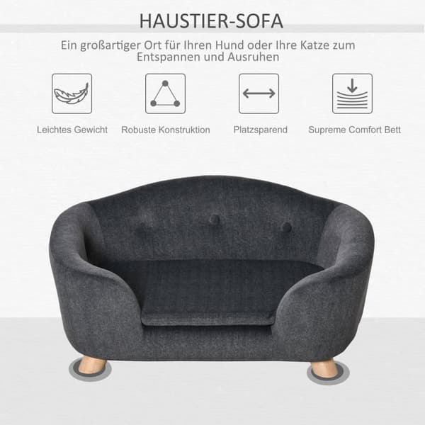 Pet Sofa Hundematte Hundeseng Hundesofa Hundesofa Kattesofa Med Pute Rygglomme Plysjskum Furu 70 X 47 X 30 Cm