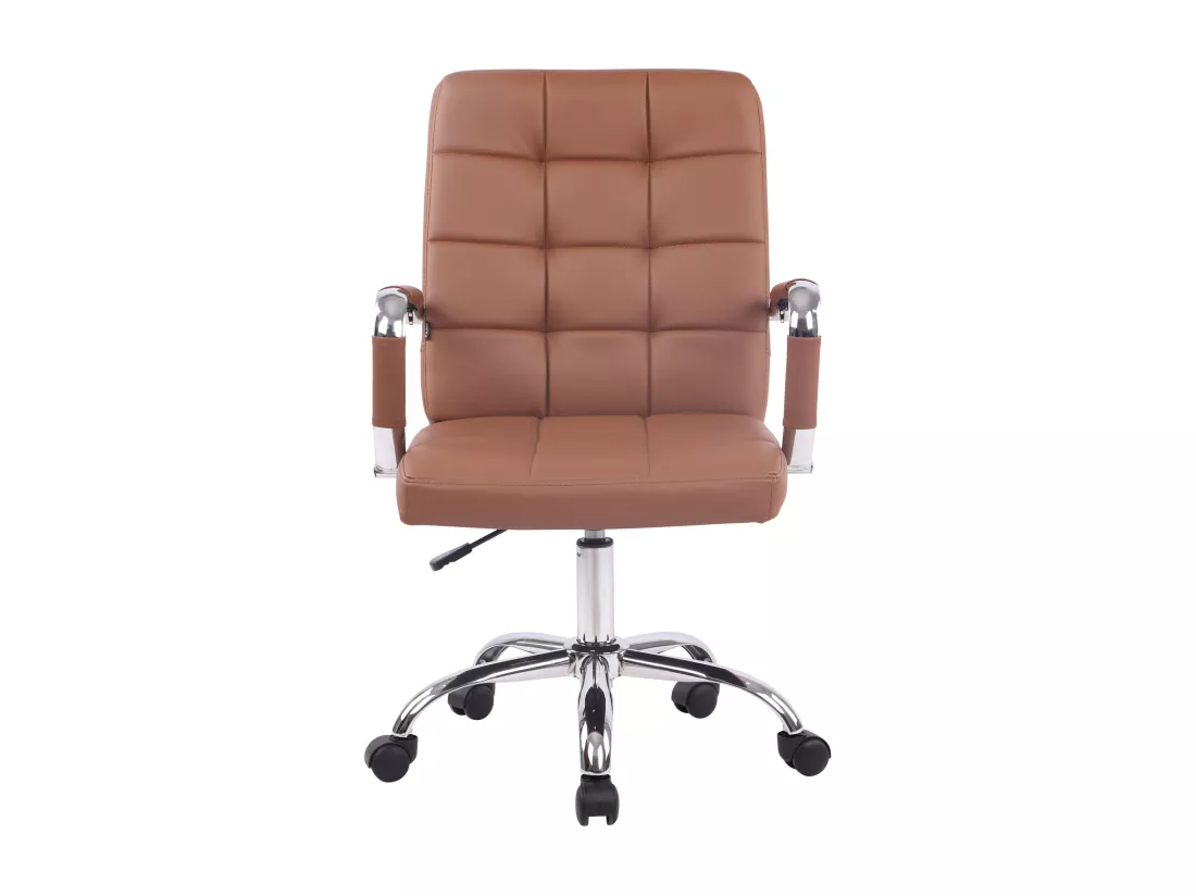 Chaise de bureau - Similicuir & Métal chromé - Marron clair - Deli PRO