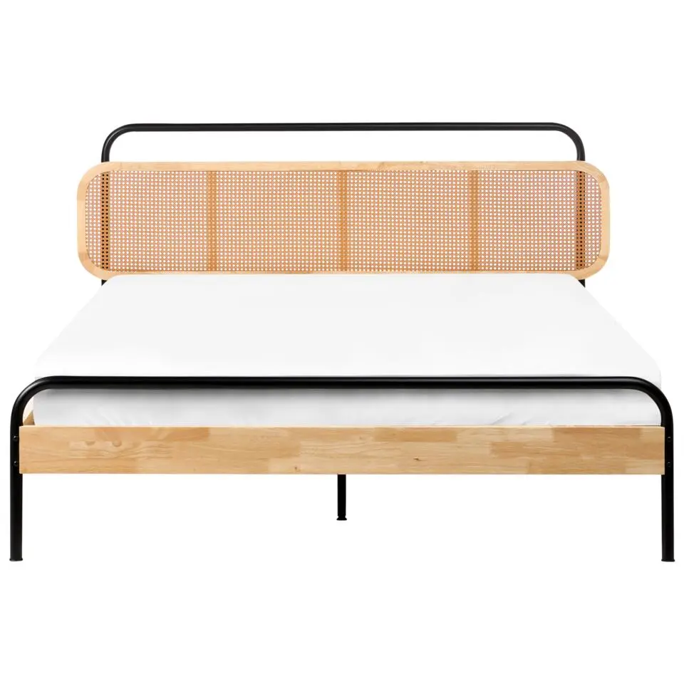 BOUSSICOURT - Tweepersoonsbed - Lichtbruin - 160 x 200 cm - Rubberhout
