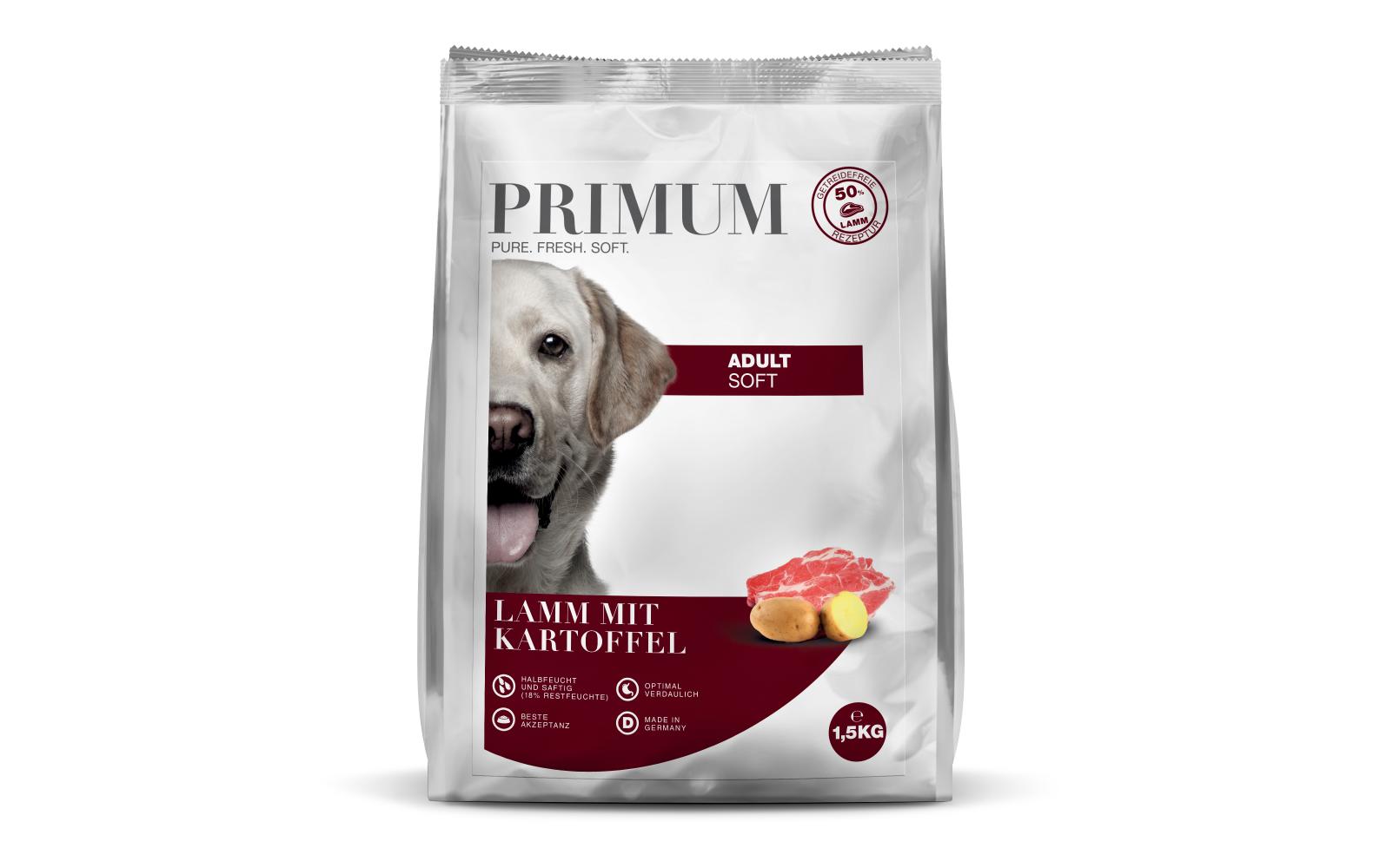 Halbfeuchtfutter Adult Lamm mit Kartoffel 1.5 kgGetreidefreies Alleinfuttermittel für ausgewachsene Hunde